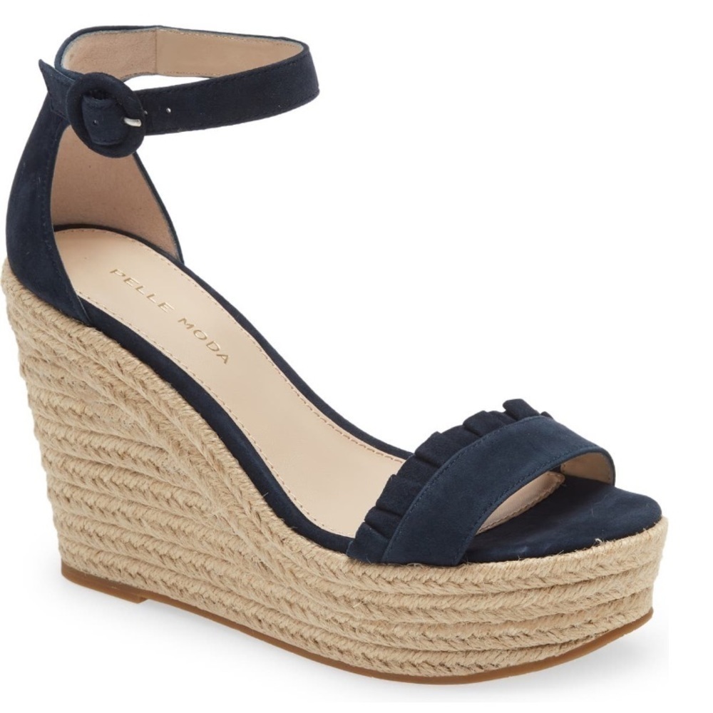 PELLE Moda Rosana Espadrille Midnight Platform Wedge Heel Sandal - Size 9.5, NIB